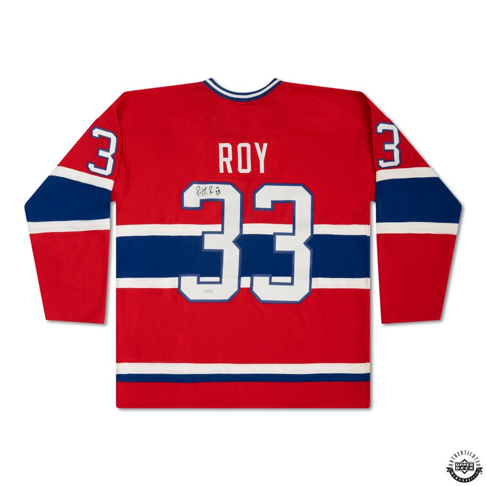 Patrick Roy Autographed Vintage Throwback Red Mitchell Ness 1992 Montreal Canadiens Jersey 93 ASG Patch