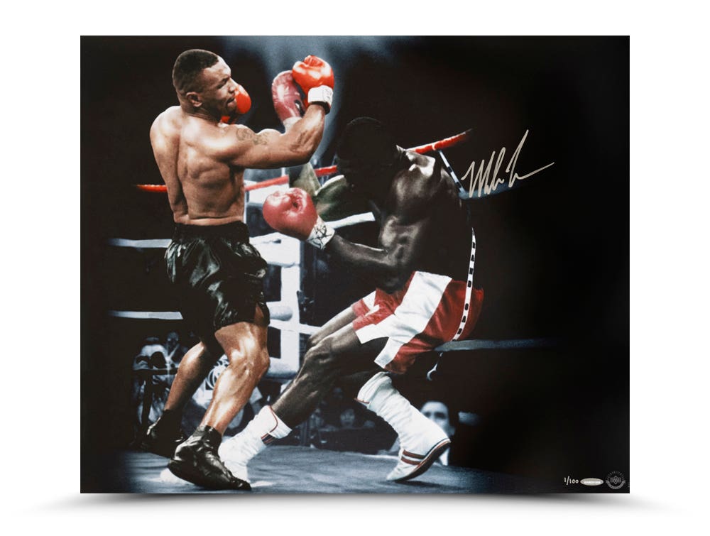 Mike Tyson Autographed Black Everlast Boxing Gloves