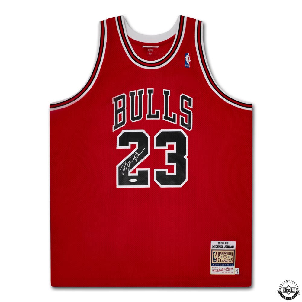 Michael Jordan Autographed 1990 Chicago Bulls Red No. 12 Authentic Mitchell Ness Jersey