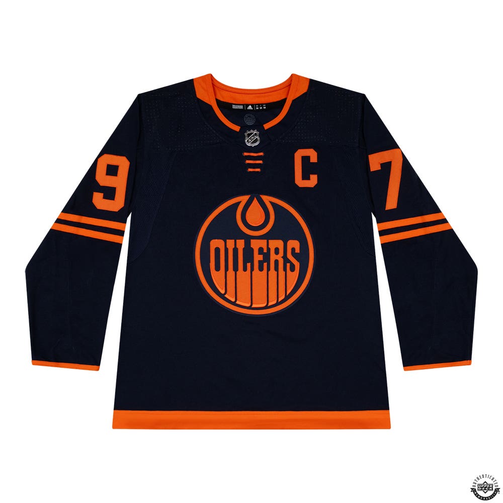 Connor McDavid Autographed Inscribed 6X All Star Navy Primegreen Adidas Edmonton Oilers Alternate Jersey