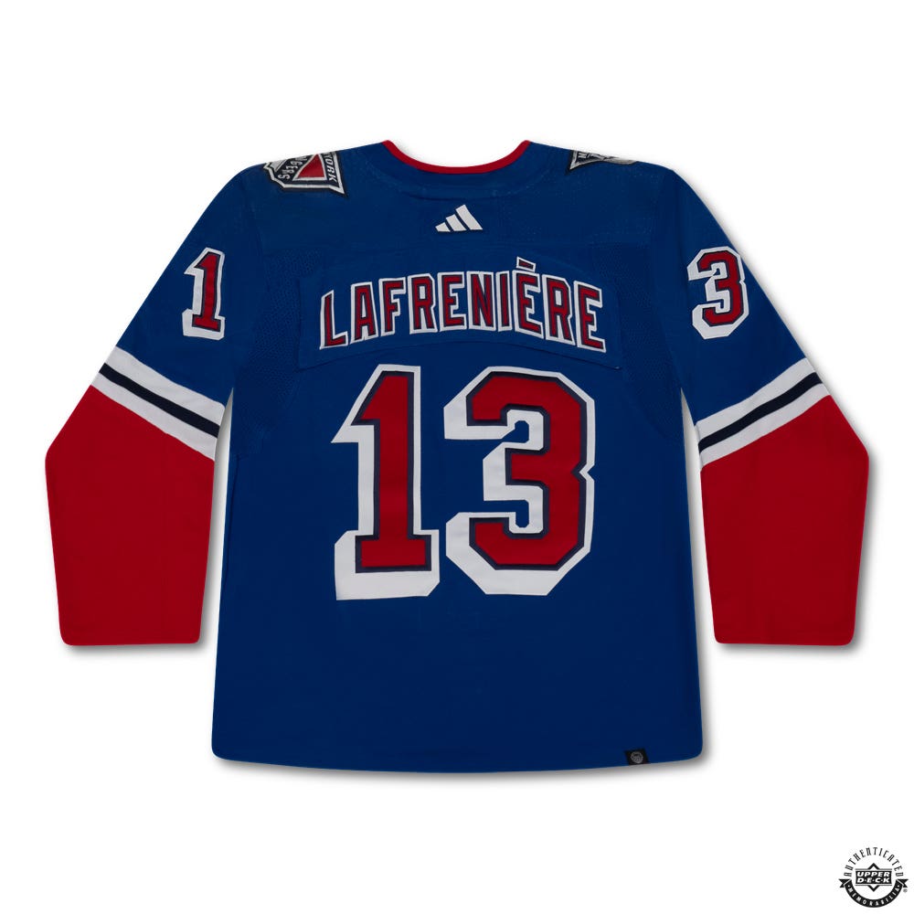 Alexis Lafreniere Autographed Authentic Blue Adidas New York Rangers Reverse Retro Jersey