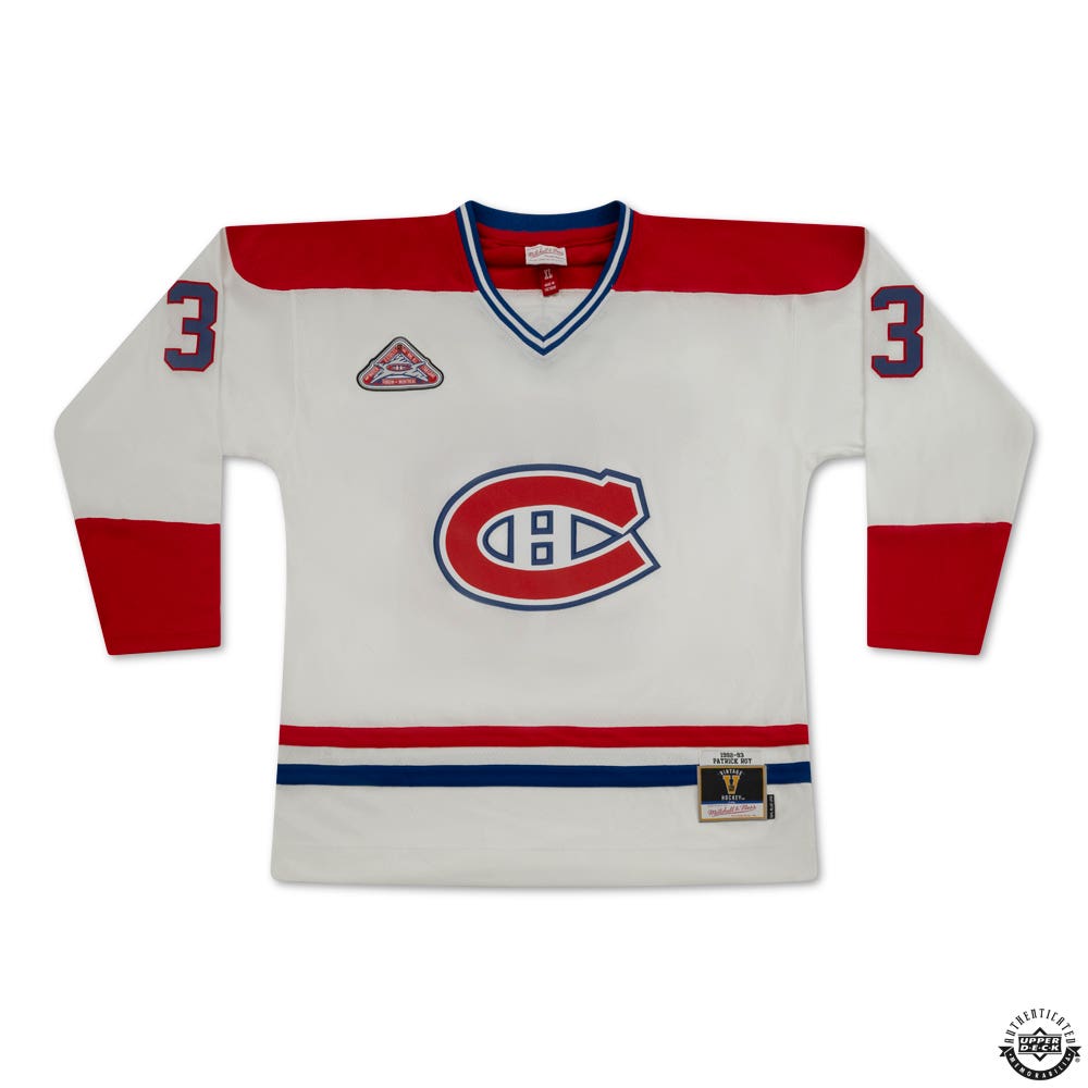 Patrick Roy Autographed Inscribed Saint Patrick Vintage Throwback White Mitchell Ness 1992 Montreal Canadiens