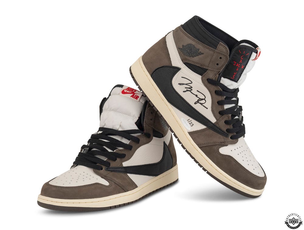 Michael Jordan Autographed Nike Air Jordan 1 OG SP Travis Scott Mocha Shoes
