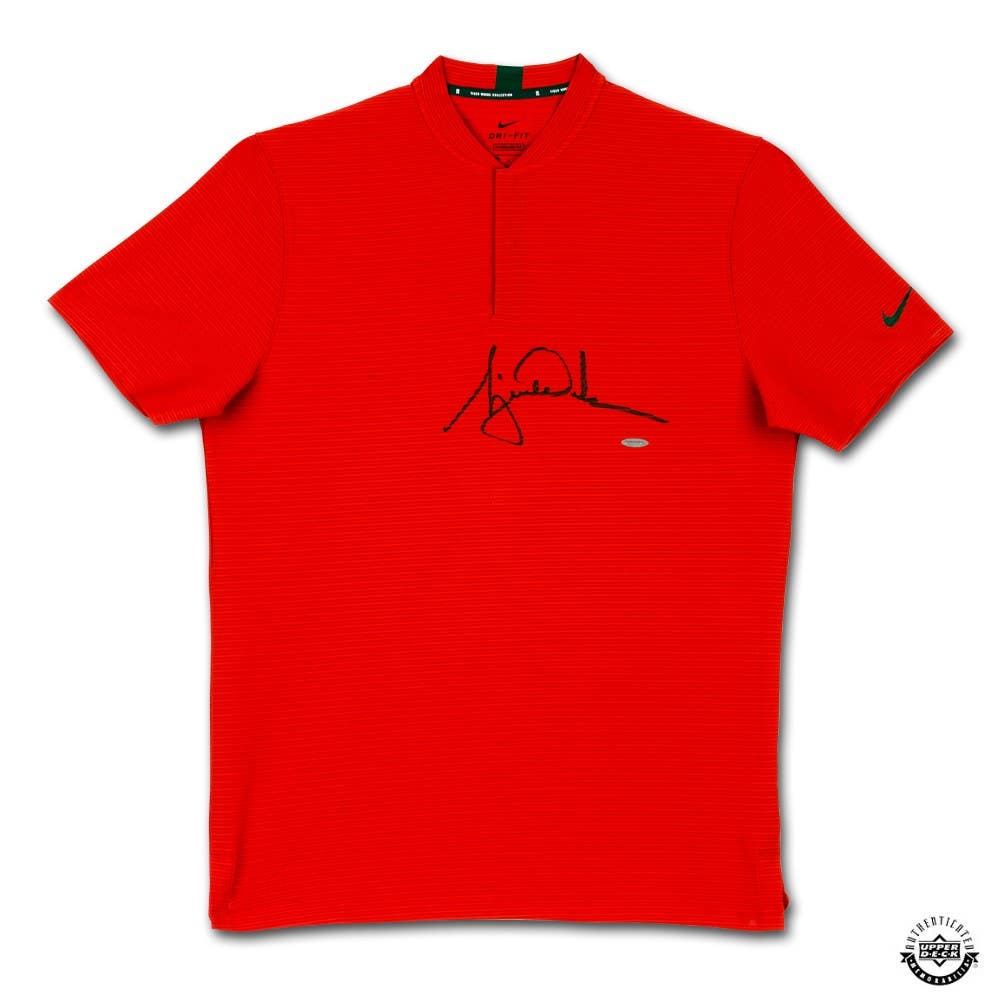 Tiger Woods Autographed Nike Dri FIT Red TW 2020 Polo