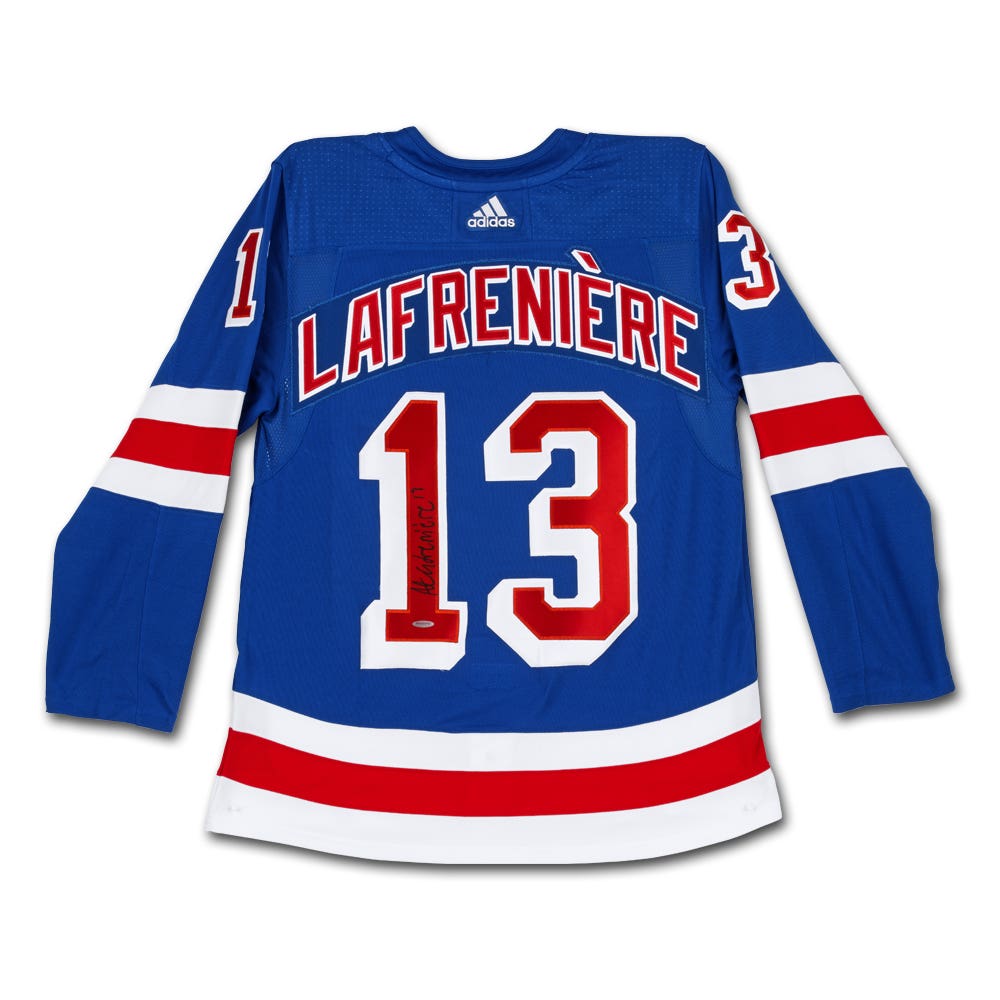 Alexis Lafreniere Autographed Authentic New York Rangers Adidas Blue Jersey