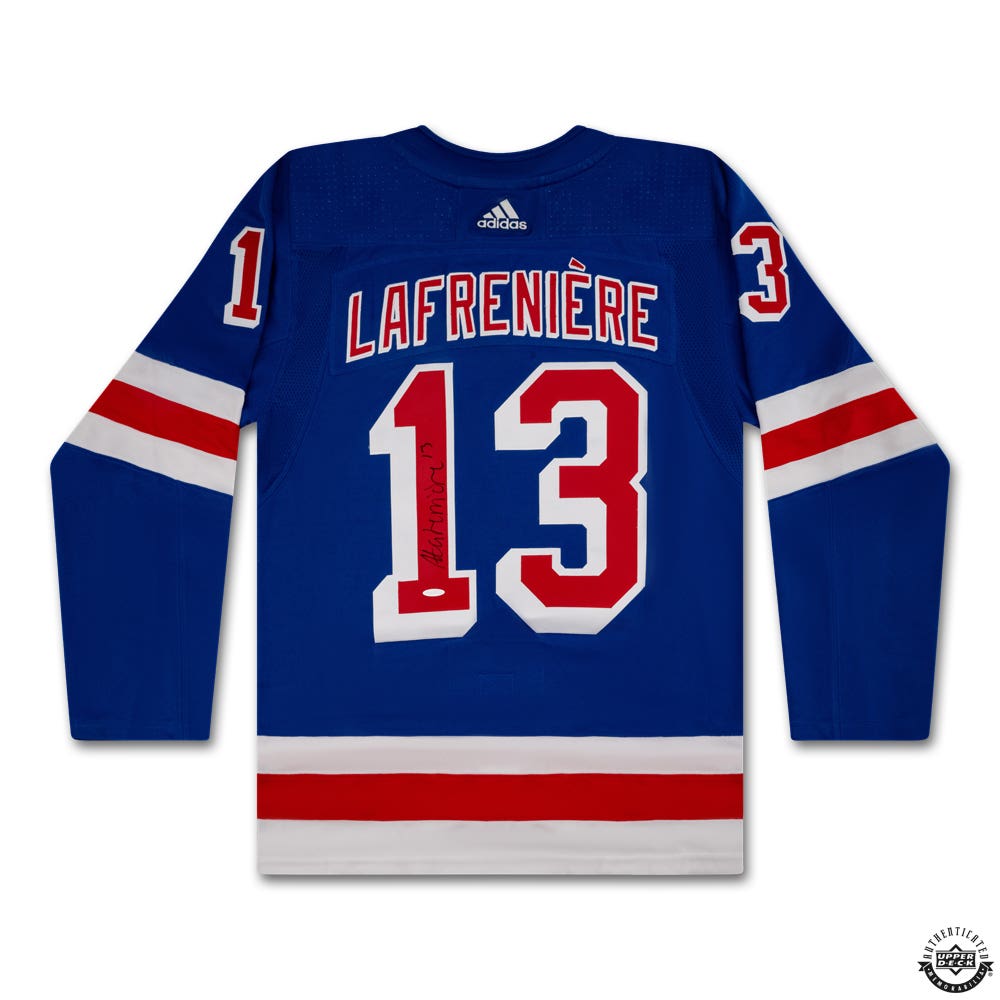 Alexis Lafreniere Autographed Authentic New York Rangers Adidas Home Blue Jersey