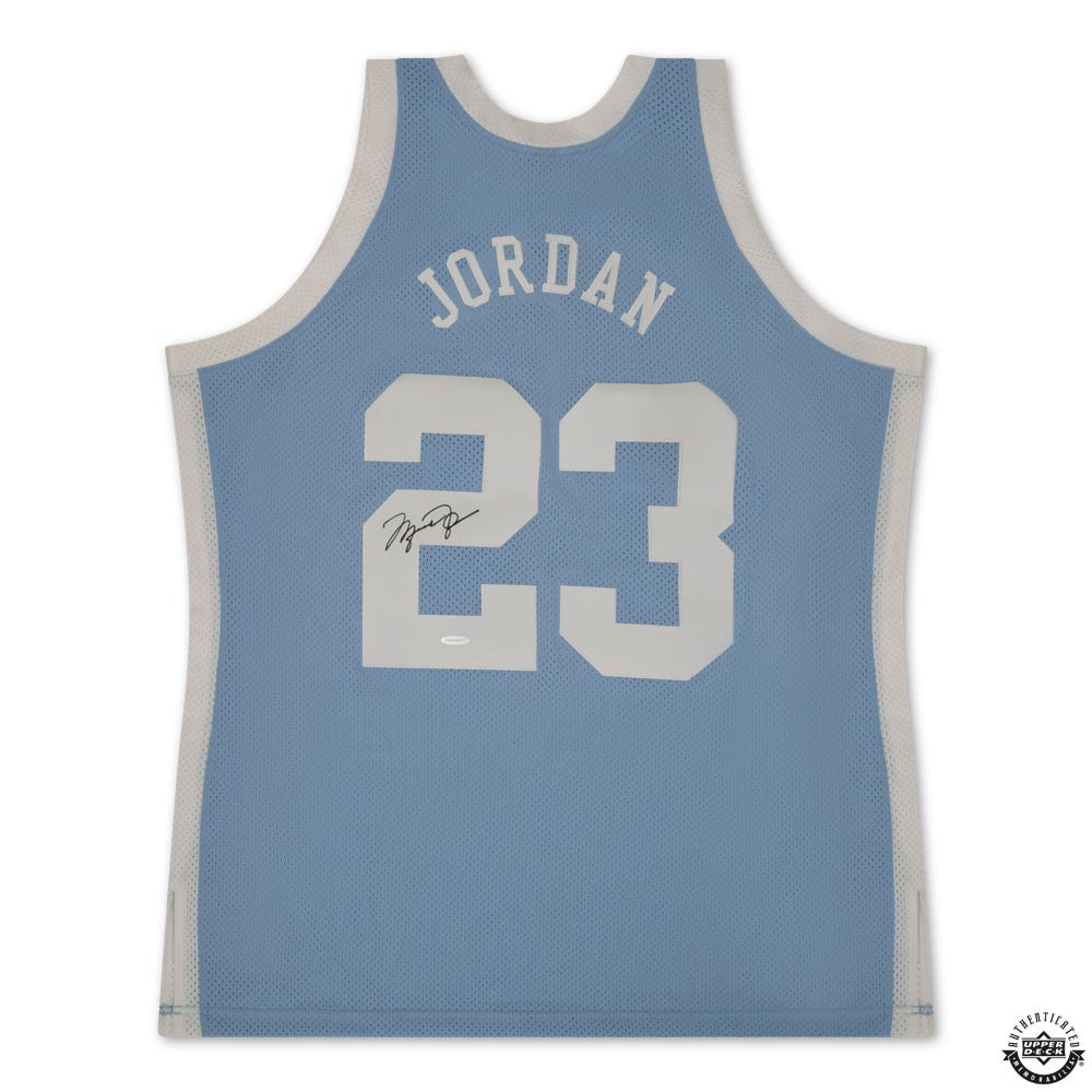 Michael Jordan Autographed 1983 84 University of North Carolina Blue Authentic Mitchell Ness Jersey