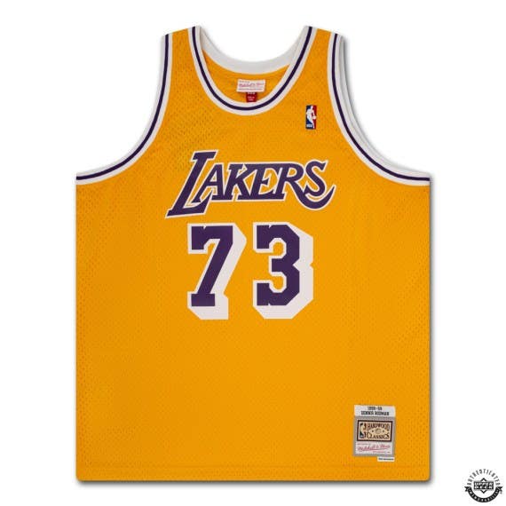 Dennis Rodman Autographed 1998 99 Los Angeles Lakers Gold Swingman