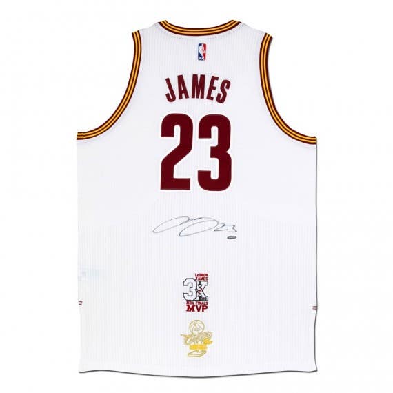 LeBron James Autographed & Inscribed 2X Finals MVP Red Heat Jersey