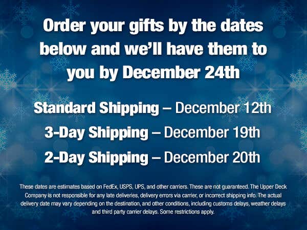 Upper Deck Holiday Shipping Cutoff